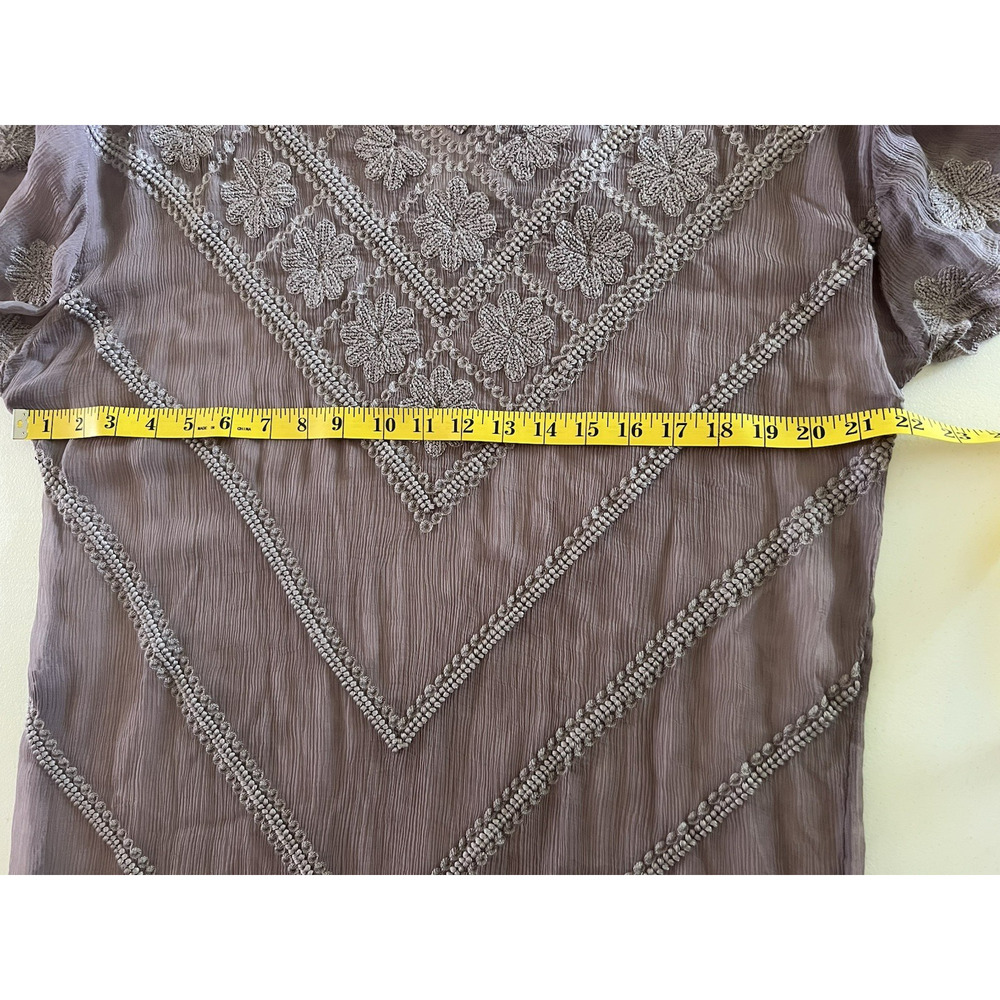 Sundance Sheer Small Boho Dress Embroidery Lavender Plum Cover-Up Beach Crinkled - Picture 10 of 10